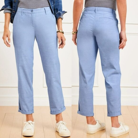 New Talbots 18WP Petite Light Blue Relaxed Chino Ankle Pants Trouser Women 41x27 - Picture 1 of 15